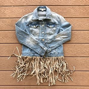 Boston Proper fringe denim jacket